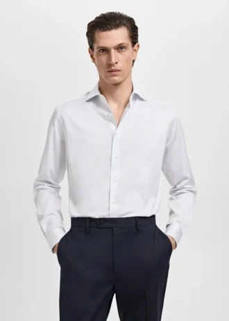Chemise slim fit en coton rayé
