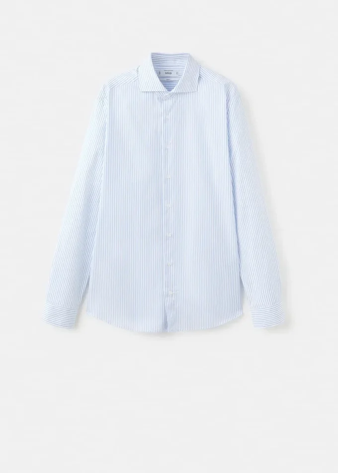Chemise slim fit en coton rayé