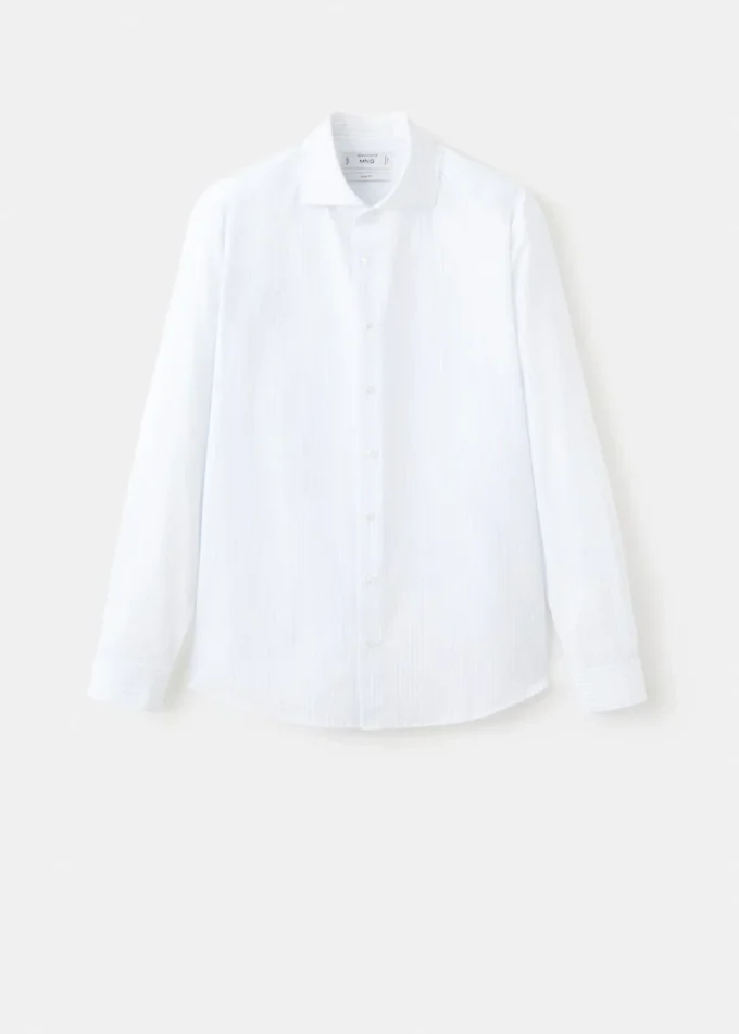Chemise slim fit en coton rayé