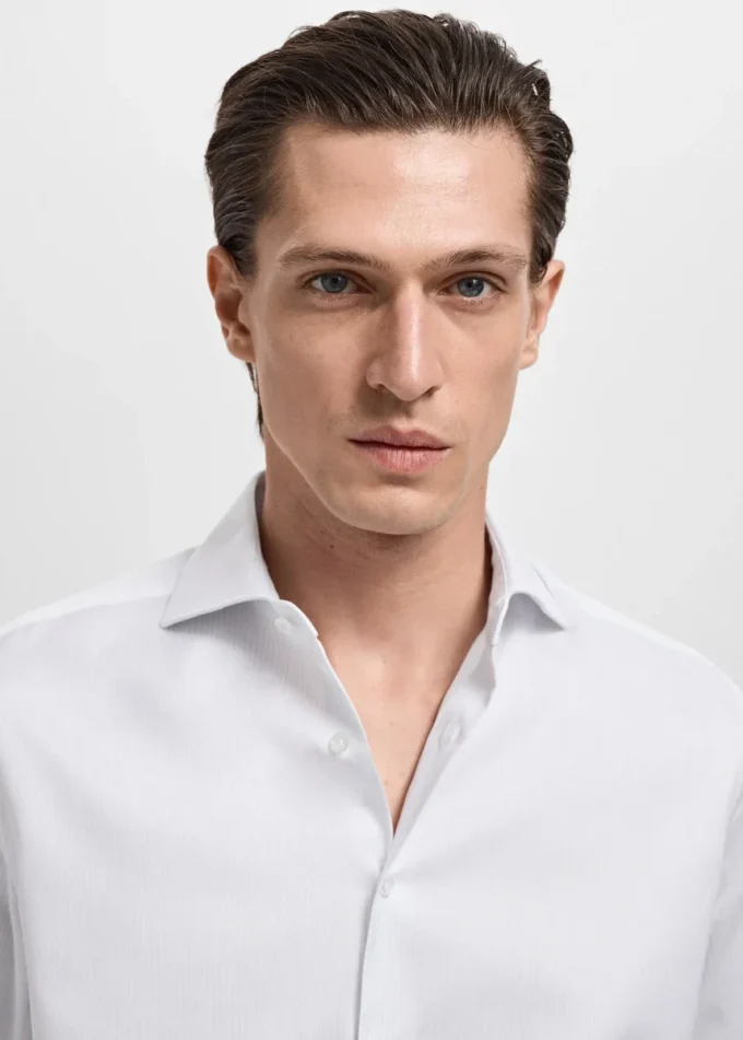 Chemise slim fit en coton rayé Chemise slim fit en coton rayé