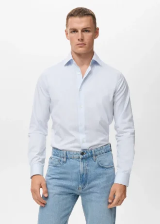 Chemise slim rayée 100 % coton