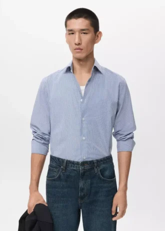 Chemise slim rayée 100 % coton