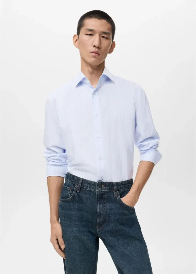 Chemise slim rayée 100 % coton