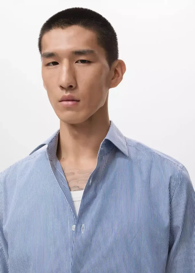 Chemise slim rayée 100 % coton
