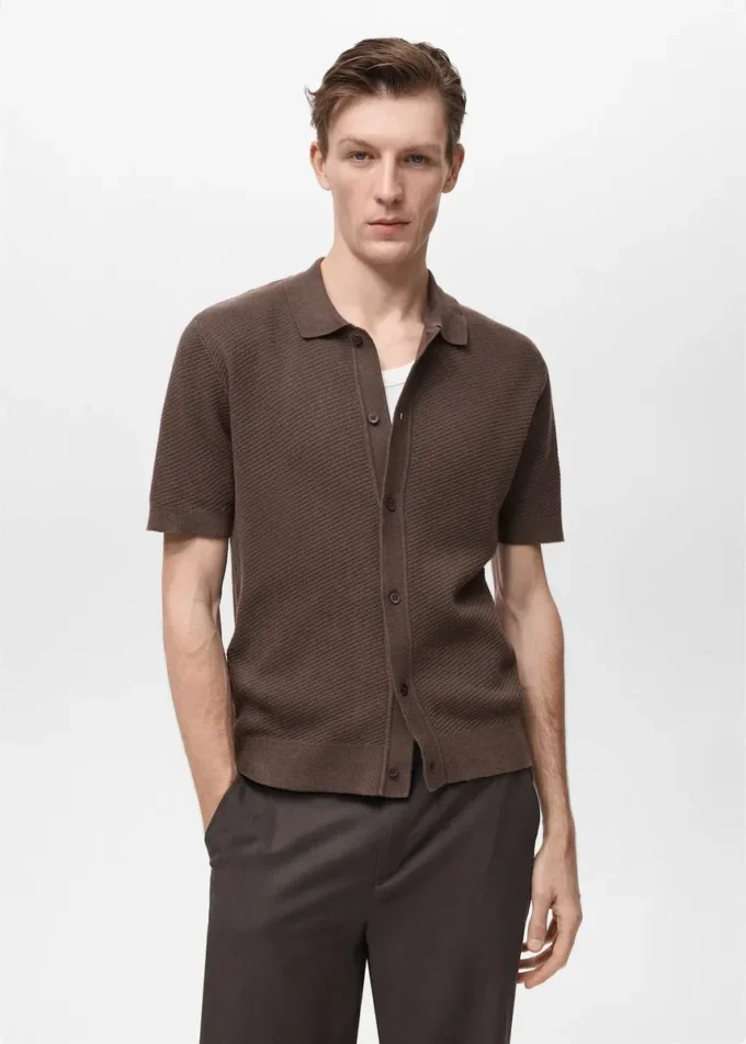 Chemise structurée en maille avec motif en dentelle Chemise structurée en maille avec motif en dentelle