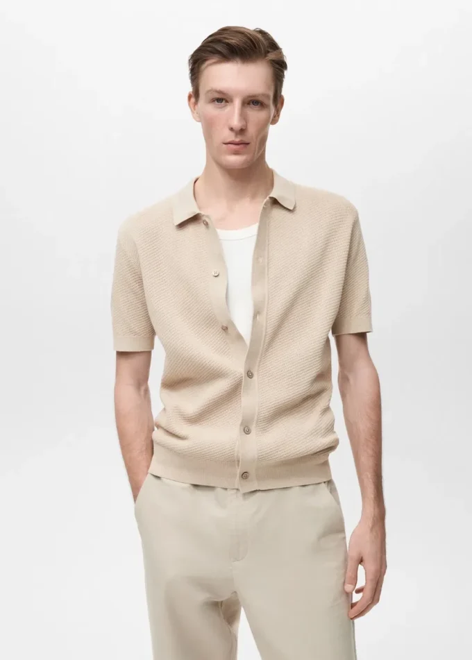 Chemise structurée en maille avec motif en dentelle Chemise structurée en maille avec motif en dentelle