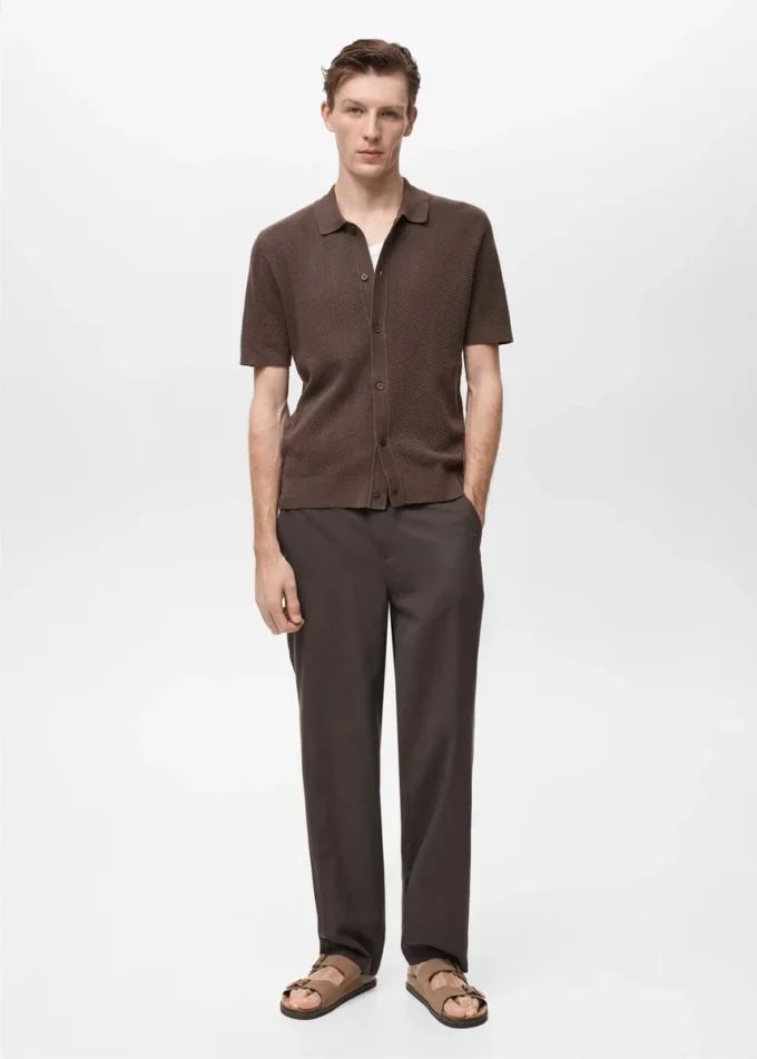 Chemise structurée en maille avec motif en dentelle Chemise structurée en maille avec motif en dentelle