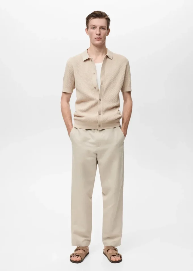 Chemise structurée en maille avec motif en dentelle Chemise structurée en maille avec motif en dentelle