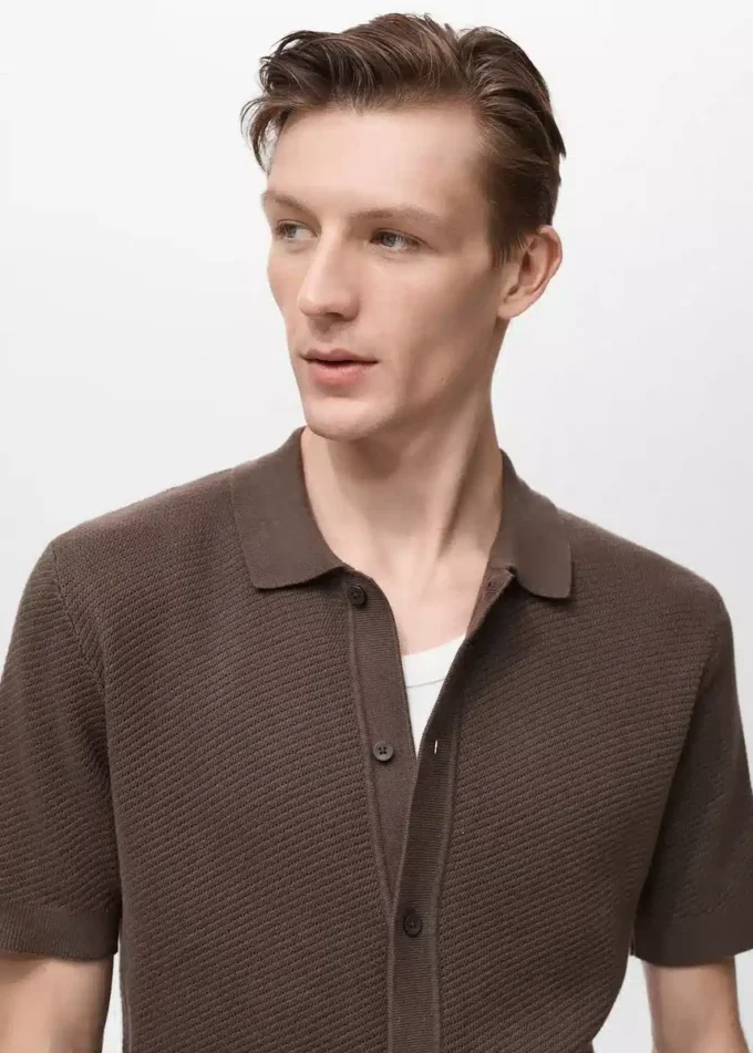 Chemise structurée en maille avec motif en dentelle Chemise structurée en maille avec motif en dentelle