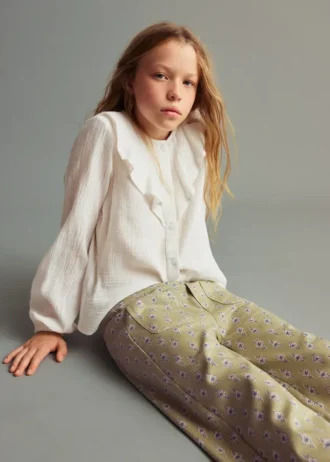 Chemise à volants froissés