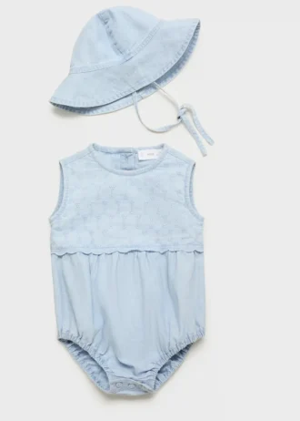 Combinaison en denim brodée