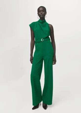 Combinaison longue asymétrique avec ceinture