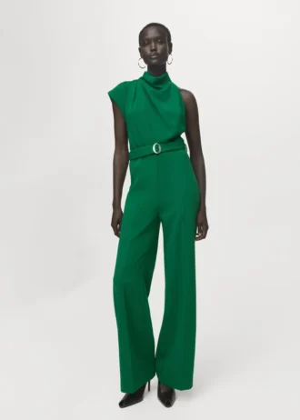Combinaison longue asymétrique avec ceinture
