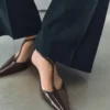 Escarpins à talons bobines en cuir verni