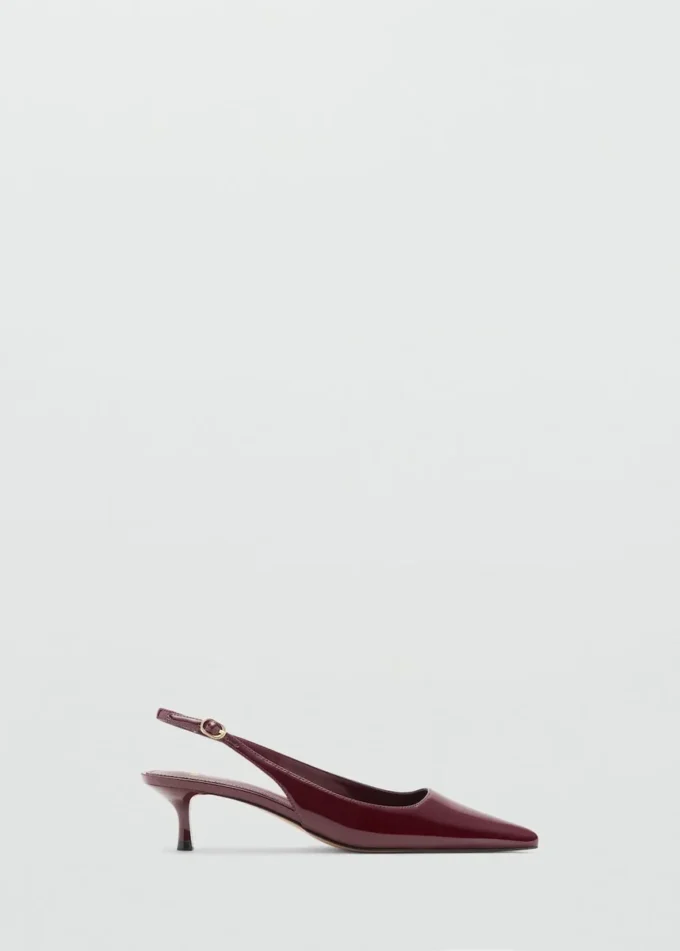 Escarpins à talons bobines en cuir verni
