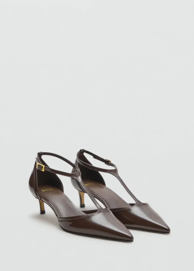 Escarpins à talons bobines en cuir verni