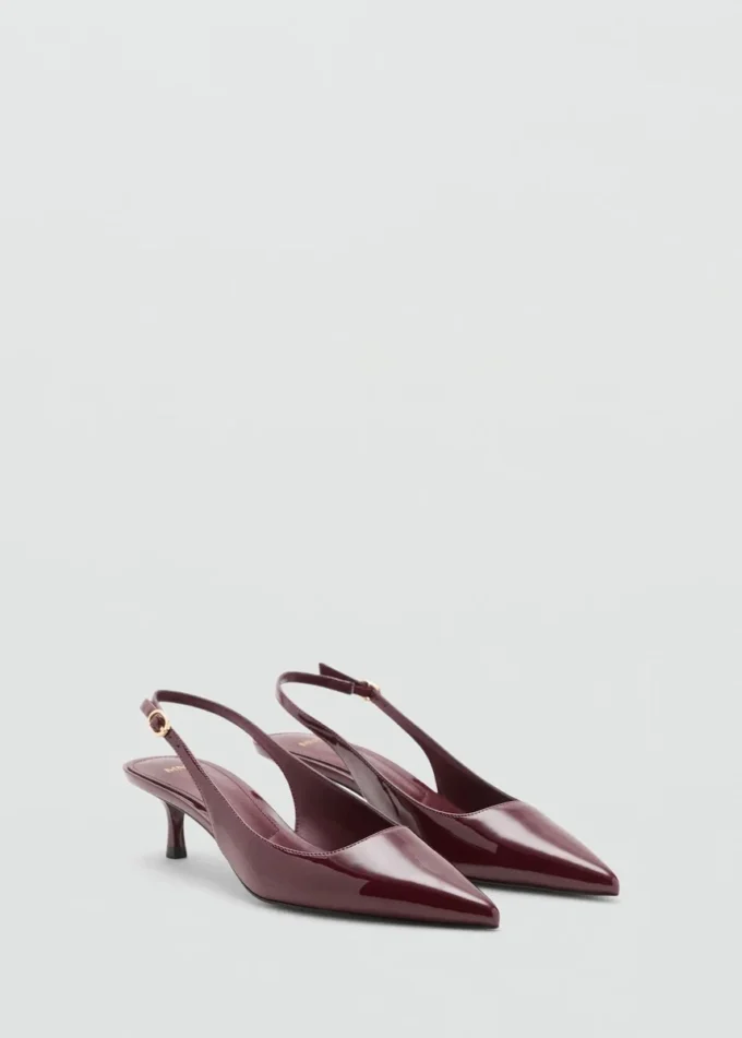 Escarpins à talons bobines en cuir verni