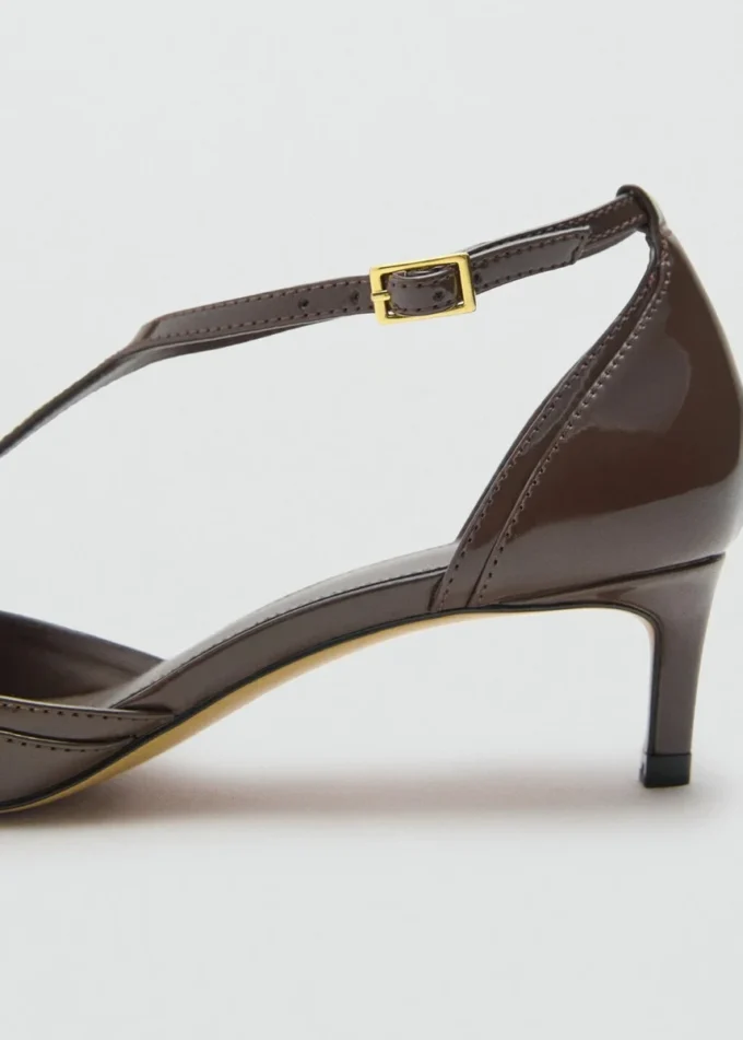 Escarpins à talons bobines en cuir verni
