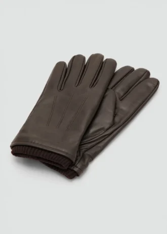 Gants 100 % cuir avec détail volanté