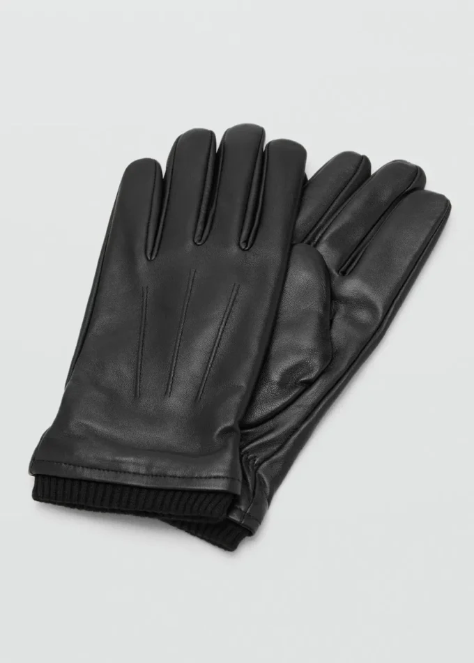 Gants 100 % cuir avec détail volanté Gants 100 % cuir avec détail volanté