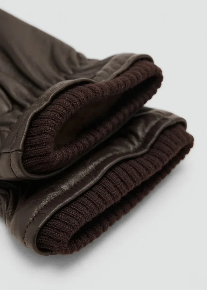 Gants 100 % cuir avec détail volanté Gants 100 % cuir avec détail volanté