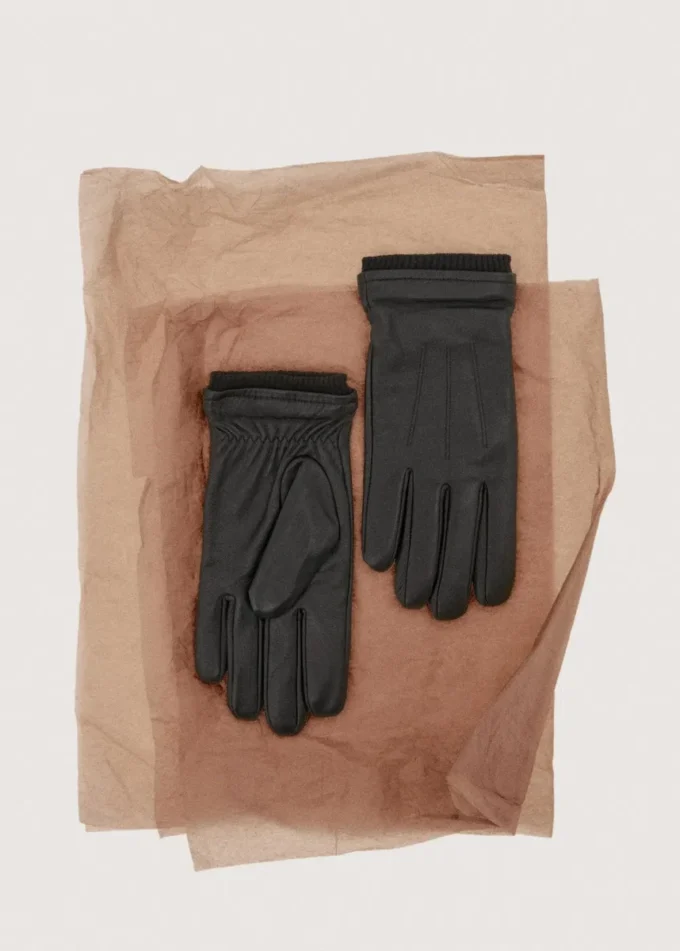 Gants 100 % cuir avec détail volanté Gants 100 % cuir avec détail volanté