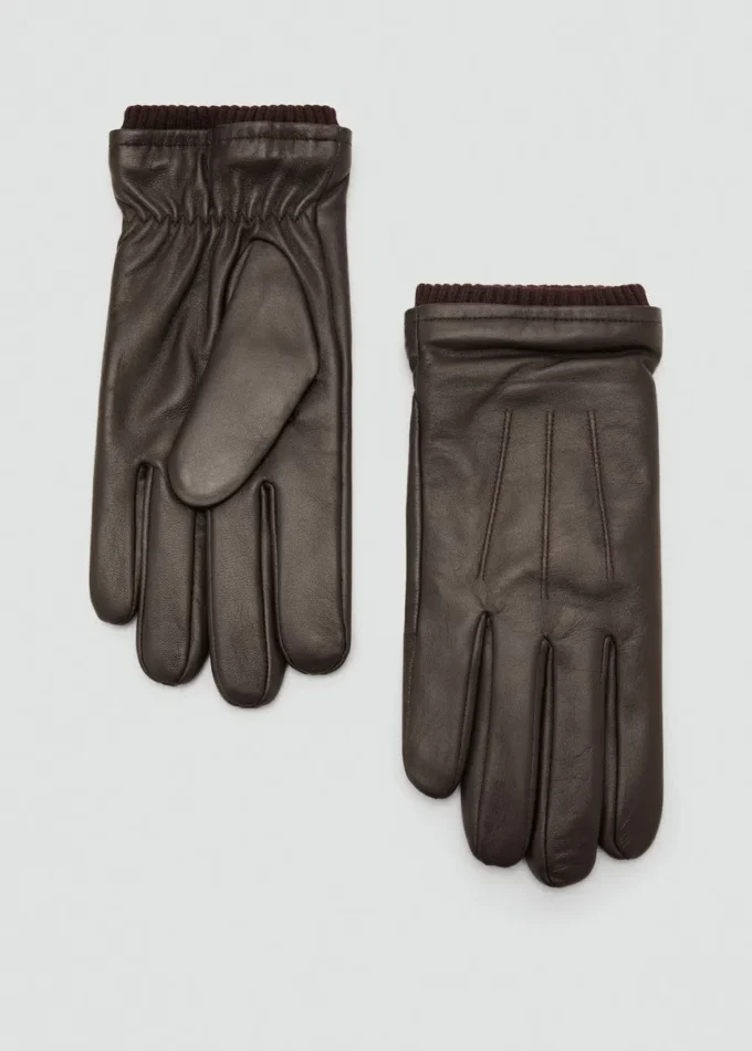 Gants 100 % cuir avec détail volanté Gants 100 % cuir avec détail volanté