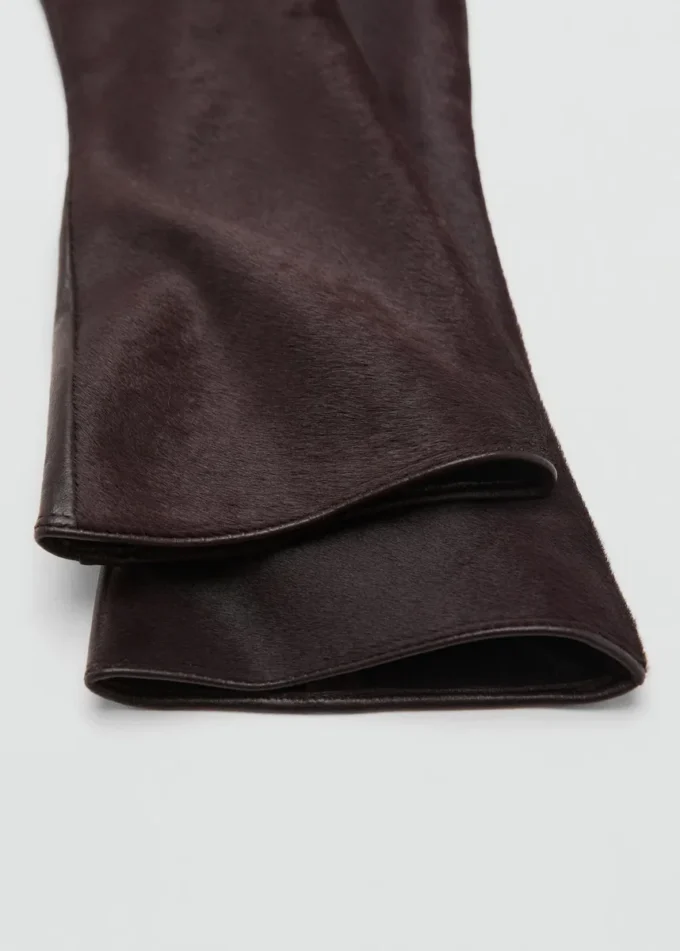 Gants longs en cuir avec fourrure Gants longs en cuir avec fourrure