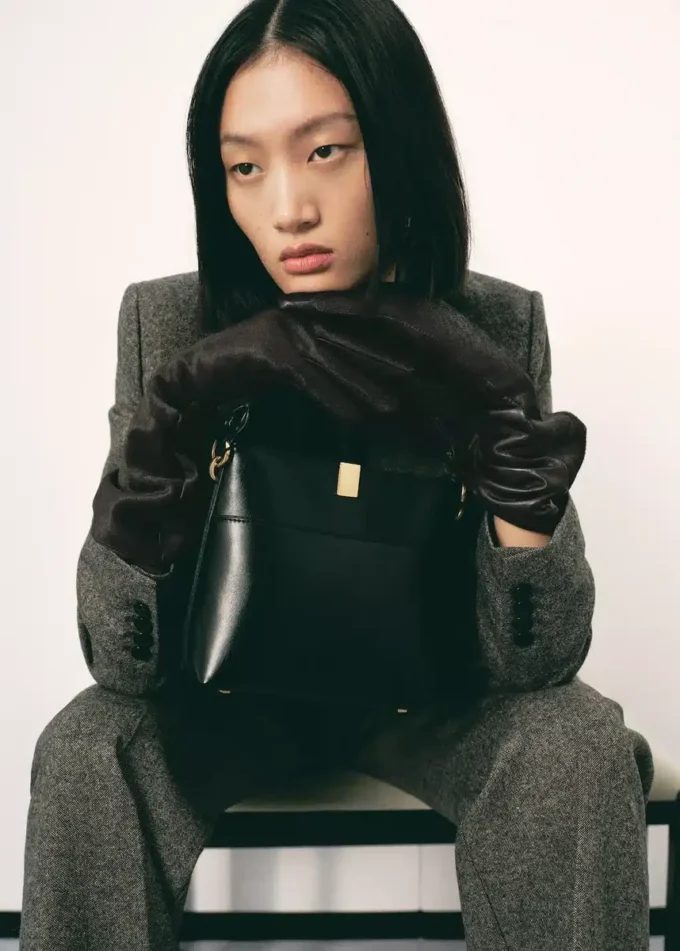 Gants longs en cuir avec fourrure Gants longs en cuir avec fourrure