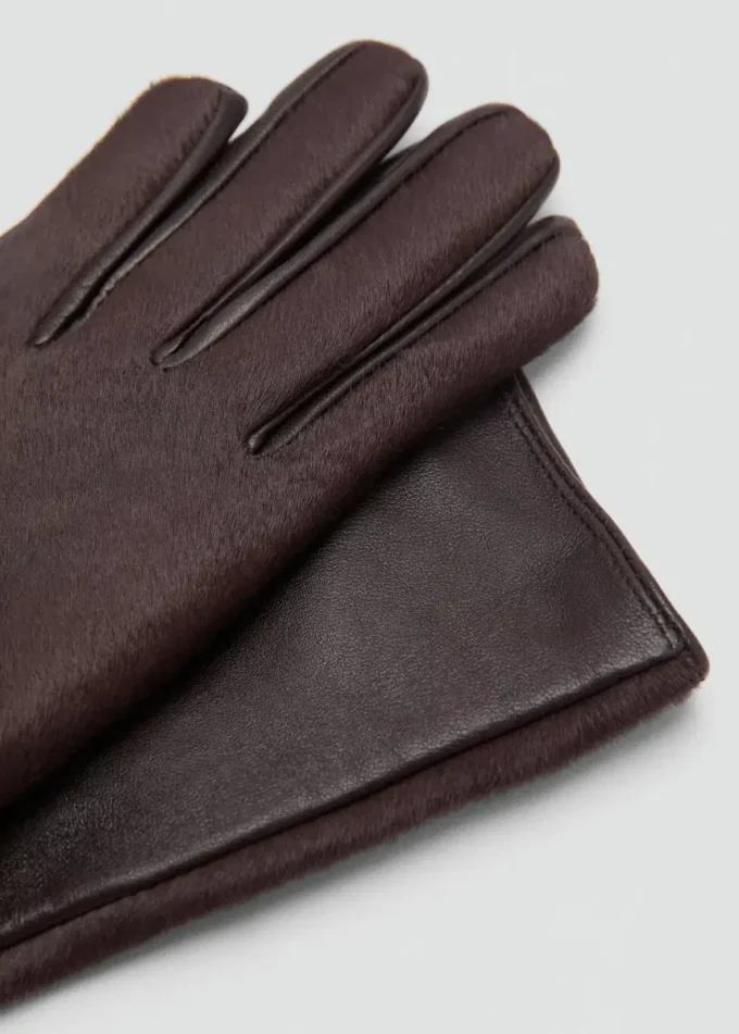Gants longs en cuir avec fourrure Gants longs en cuir avec fourrure