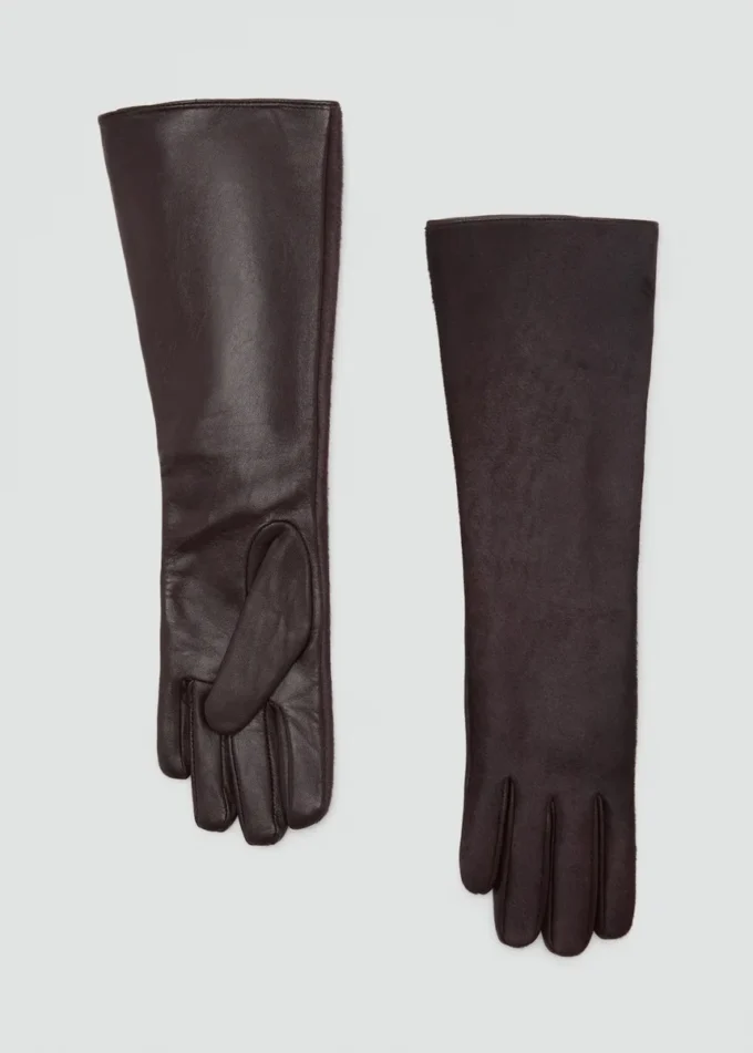 Gants longs en cuir avec fourrure Gants longs en cuir avec fourrure