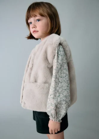 Gilet cape effet fourrure