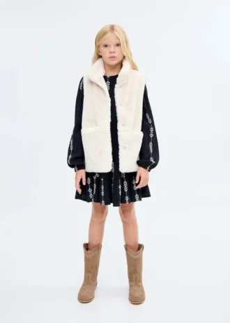 Gilet cape effet fourrure