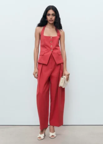 Gilet de costume en lin mélangé