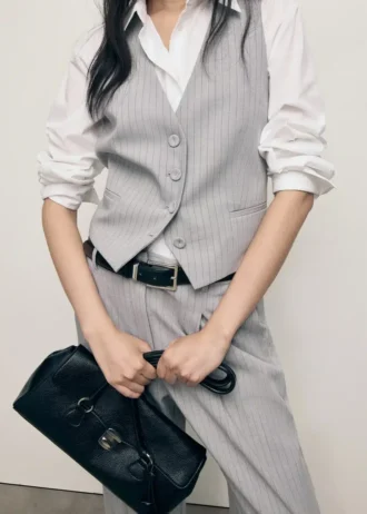 Gilet de costume à fines rayures