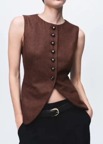 Gilet en laine mélangée avec boutons