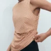 Haut asymétrique en coton rayé