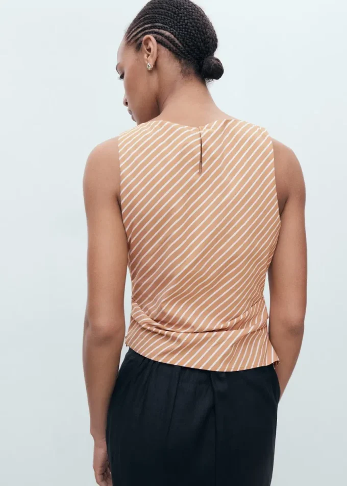Haut asymétrique en coton rayé
