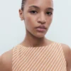 Haut asymétrique en coton rayé