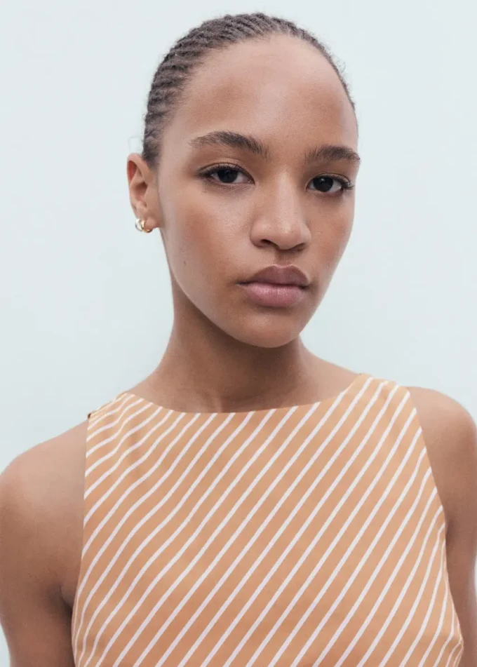 Haut asymétrique en coton rayé