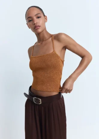 Haut en maille lurex avec dos croisé