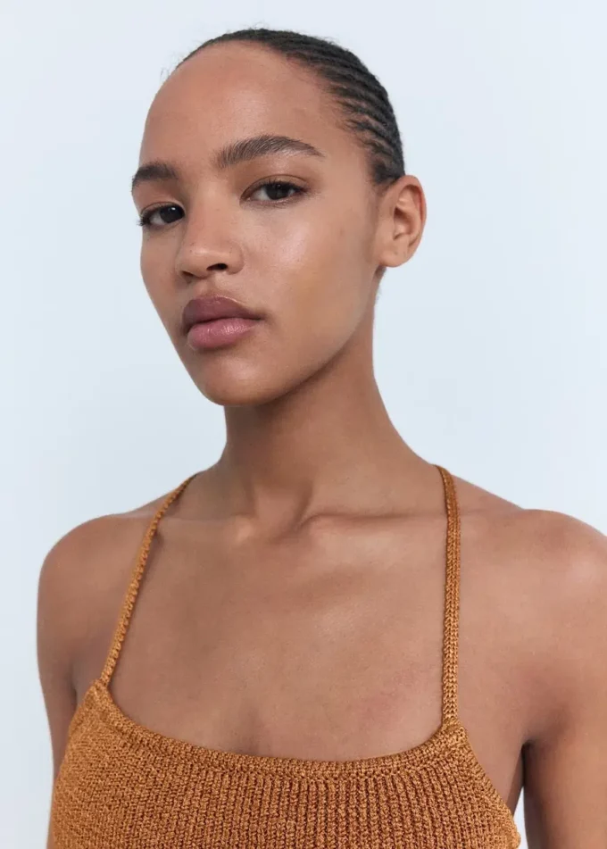 Haut en maille lurex avec dos croisé