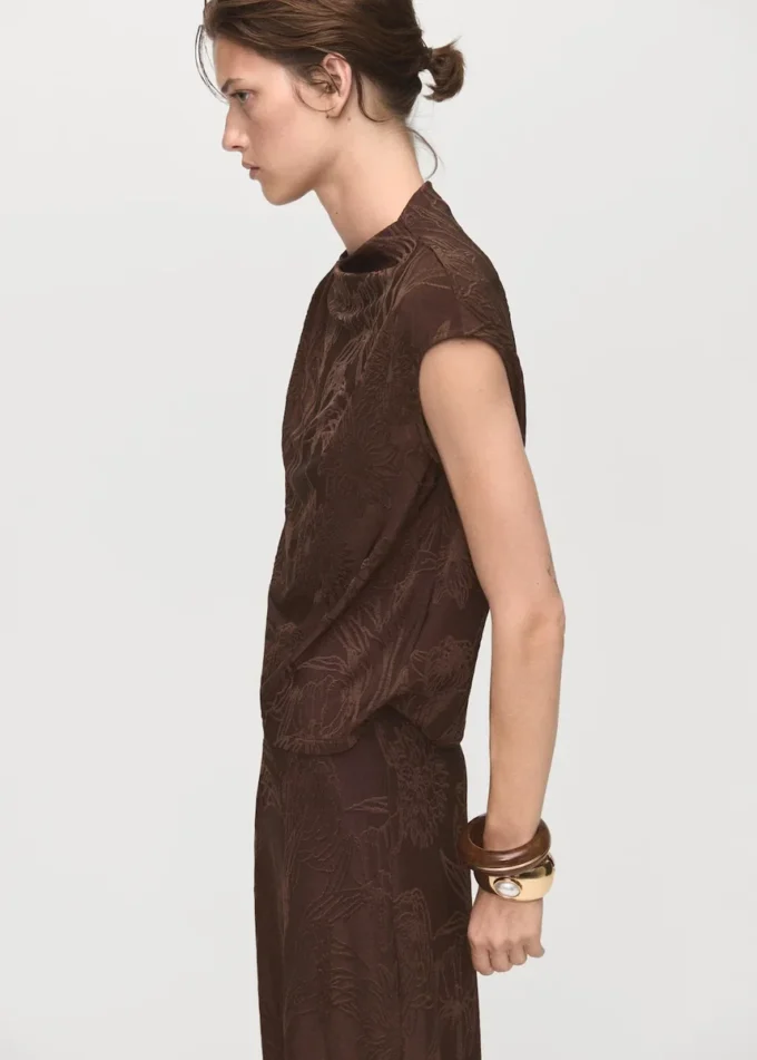 Haut jacquard à imprimé floral