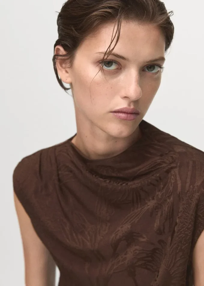 Haut jacquard à imprimé floral