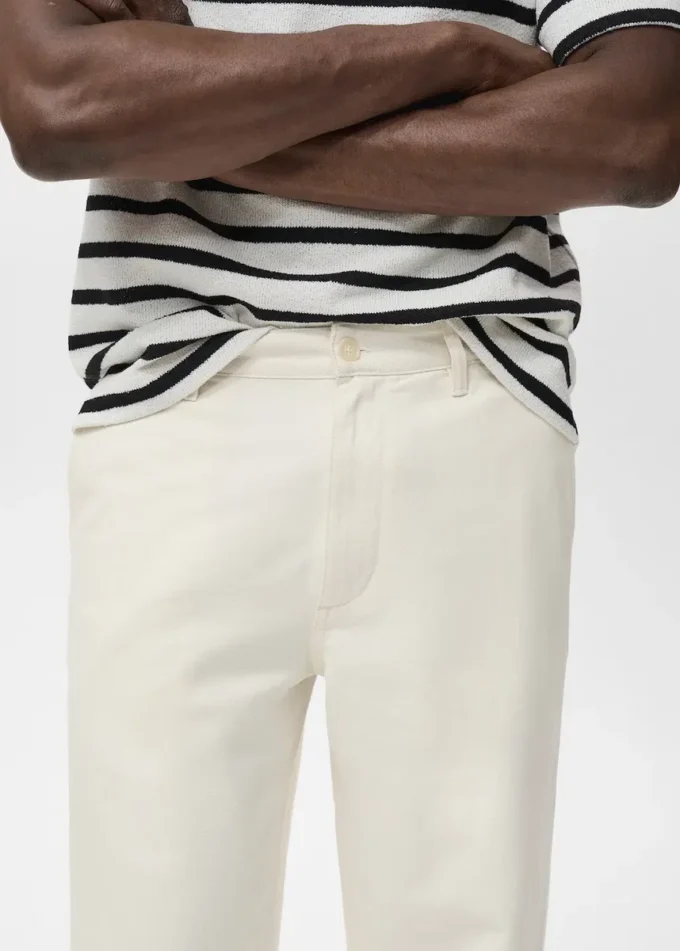 Jean coupe classique en coton et lin mélangés
