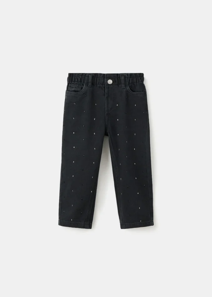 Jean droit avec détails en strass