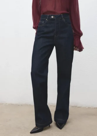 Jean à jambes droites avec patte de boutonnage