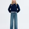 Jean à jambes larges avec ourlet retroussé