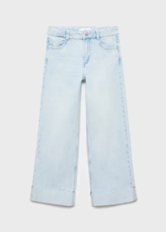 Jean à jambes larges avec ourlet retroussé