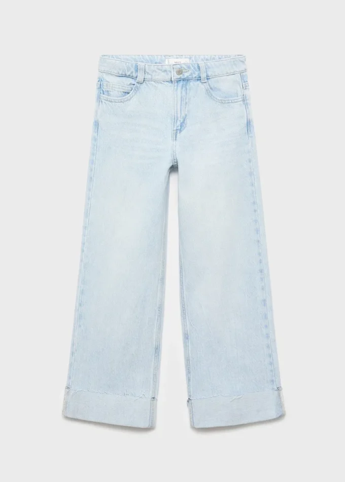 Jean à jambes larges avec ourlet retroussé Jean à jambes larges avec ourlet retroussé